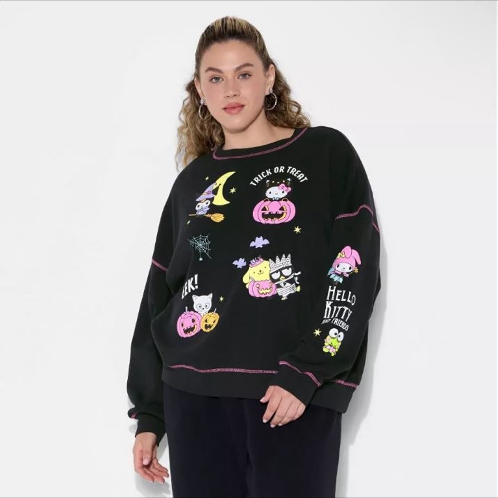 Sanrio Women's Hello Kitty Halloween Glow in Dark Graphic Sweatshirt, Size Large